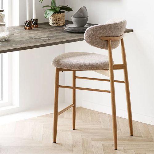Jolien barkruk 65 cm taupe mixed  - naturel onderstel