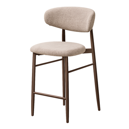Jolien Barkruk 65 cm taupe mixed  - walnoten onderstel