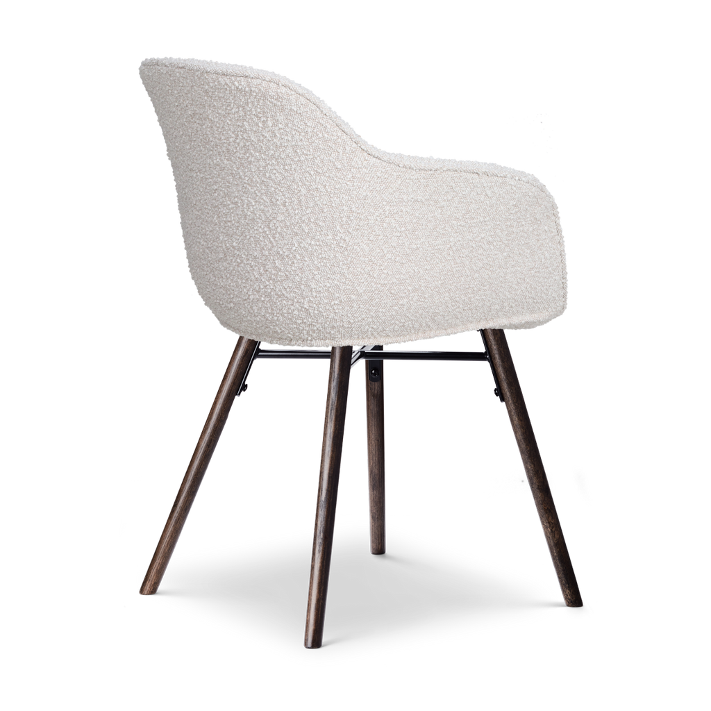 Nena-Mare eetkamerstoel bouclé beige - walnoot houten onderstel