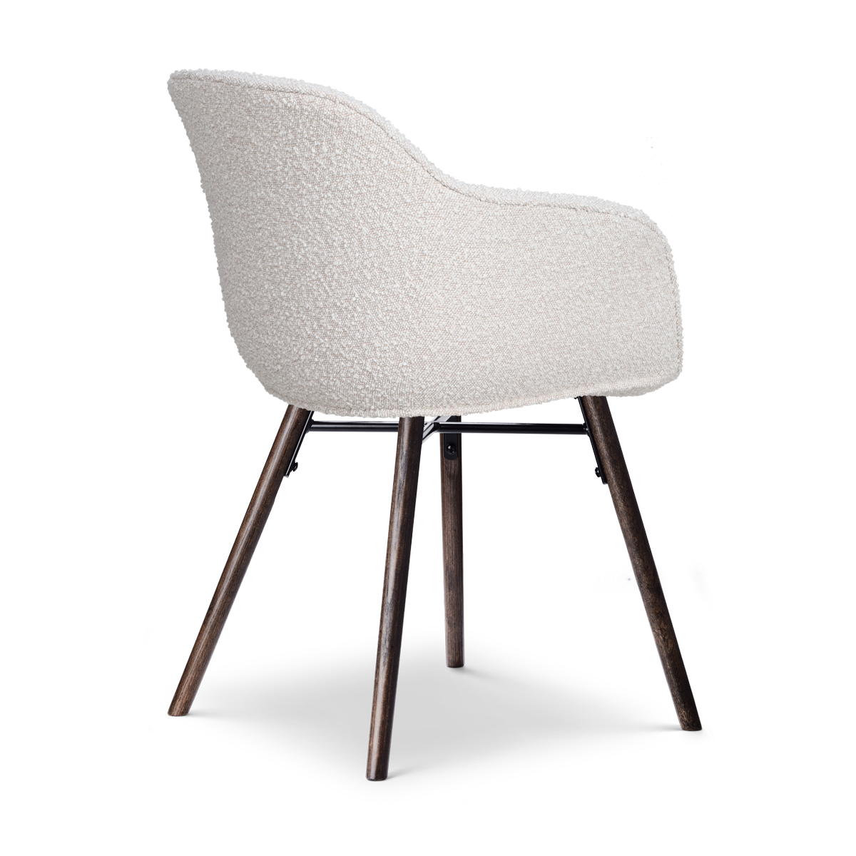 Nena-Mare eetkamerstoel bouclé beige - walnoot houten onderstel