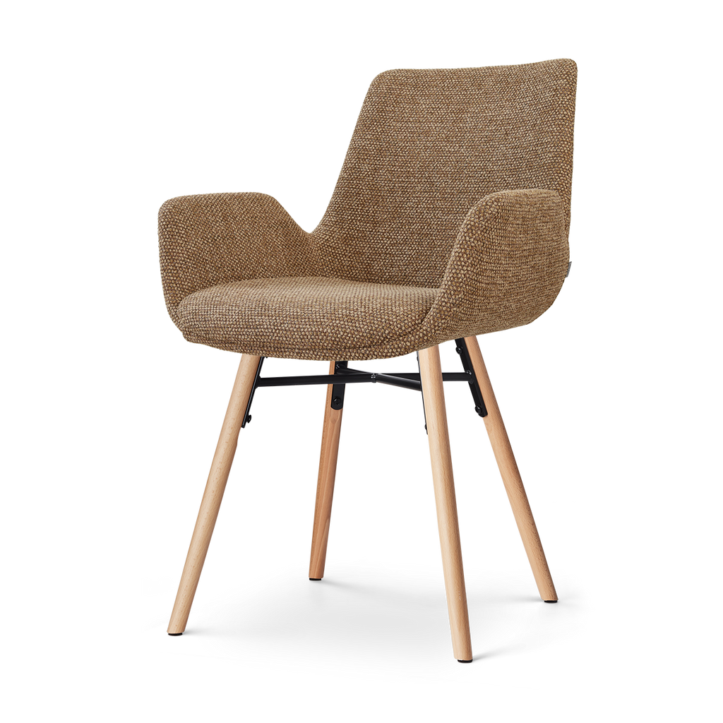 Nena-Eef eetkamerstoel bruin blend - houten onderstel