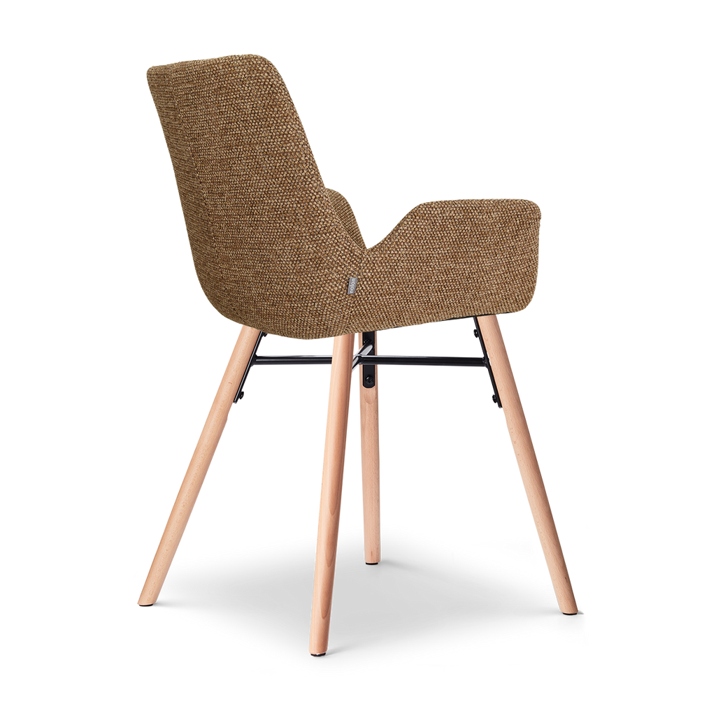 Nena-Eef eetkamerstoel bruin blend - houten onderstel