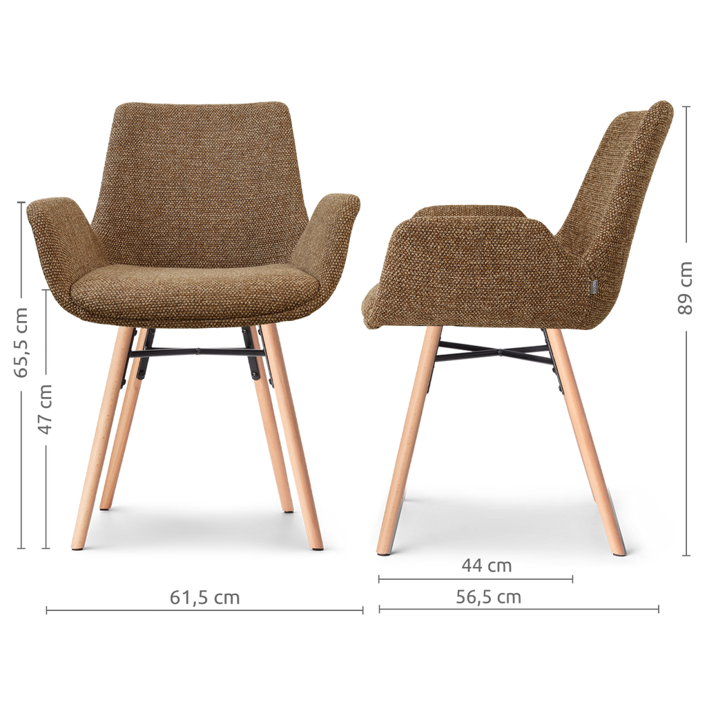 Nena-Eef eetkamerstoel bruin blend - houten onderstel
