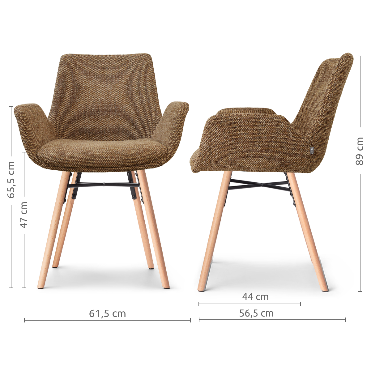 Nena-Eef eetkamerstoel bruin blend - houten onderstel