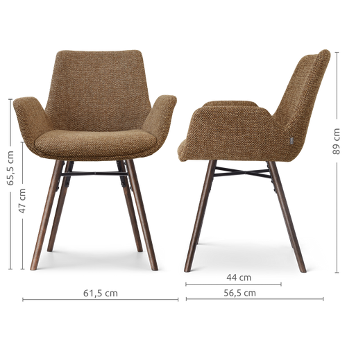 Nena-Eef eetkamerstoel bruin blend - walnoot houten onderstel