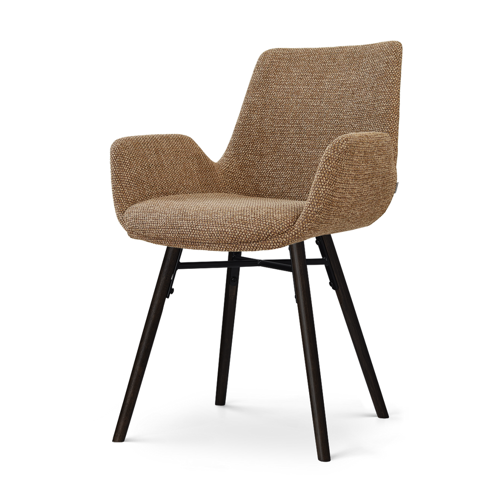 Nena-Eef eetkamerstoel bruin blend - zwart houten onderstel