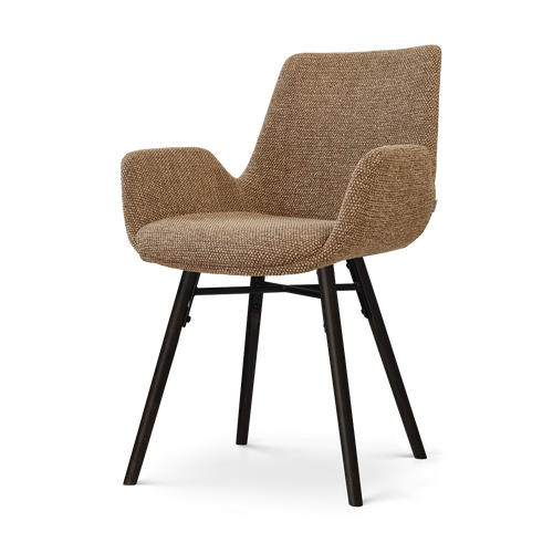 Nena-Eef eetkamerstoel bruin blend - zwart houten onderstel