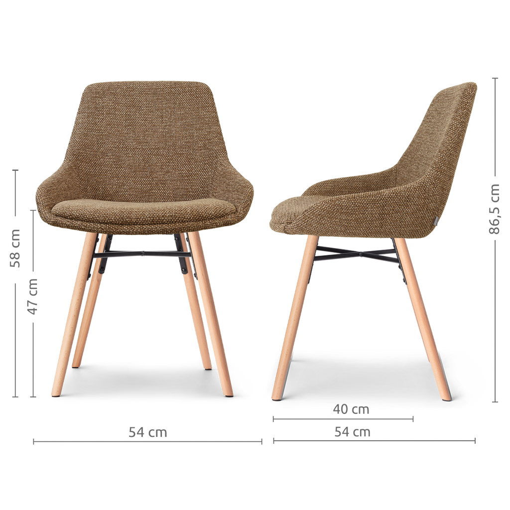 Nena-Isa eetkamerstoel bruin blend - houten onderstel