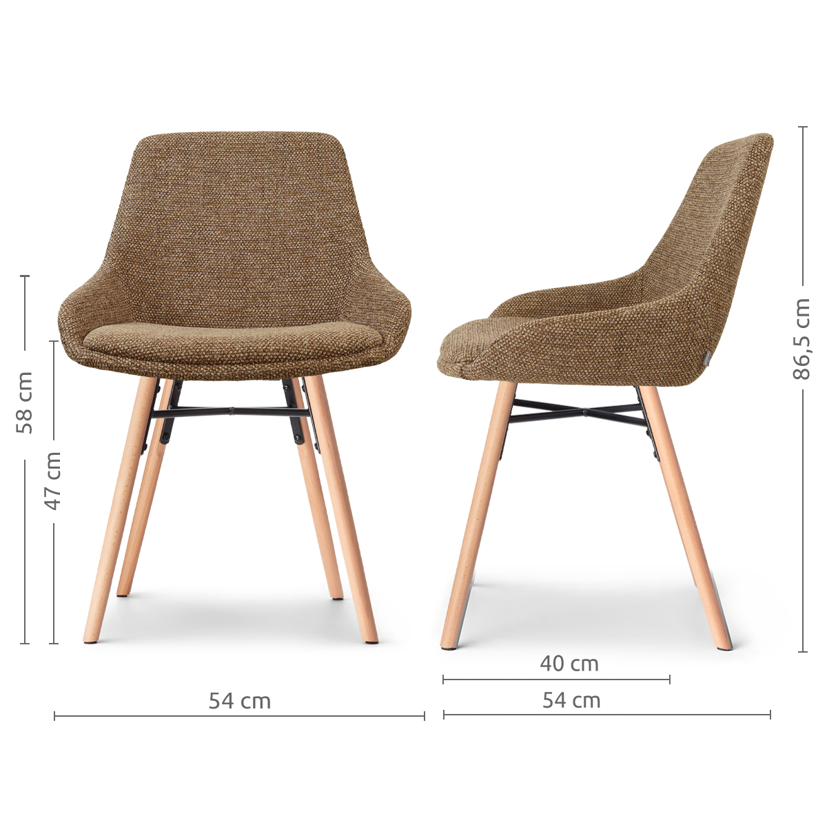 Nena-Isa eetkamerstoel bruin blend - houten onderstel