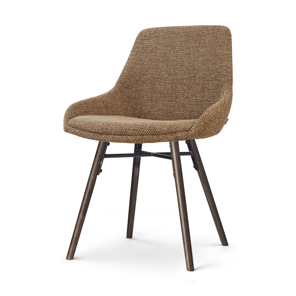 Nena-Isa eetkamerstoel bruin blend - walnoot houten onderstel