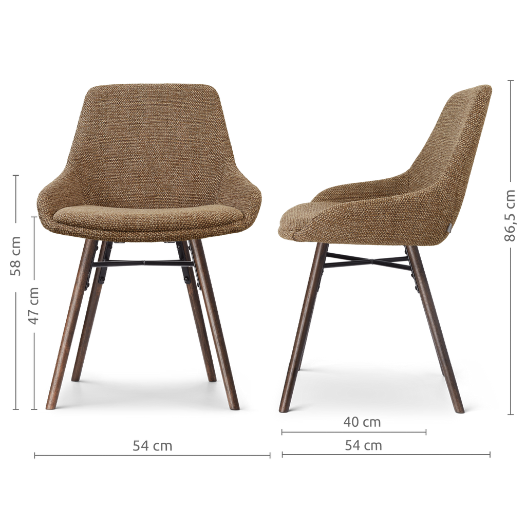 Nena-Isa eetkamerstoel bruin blend - walnoot houten onderstel