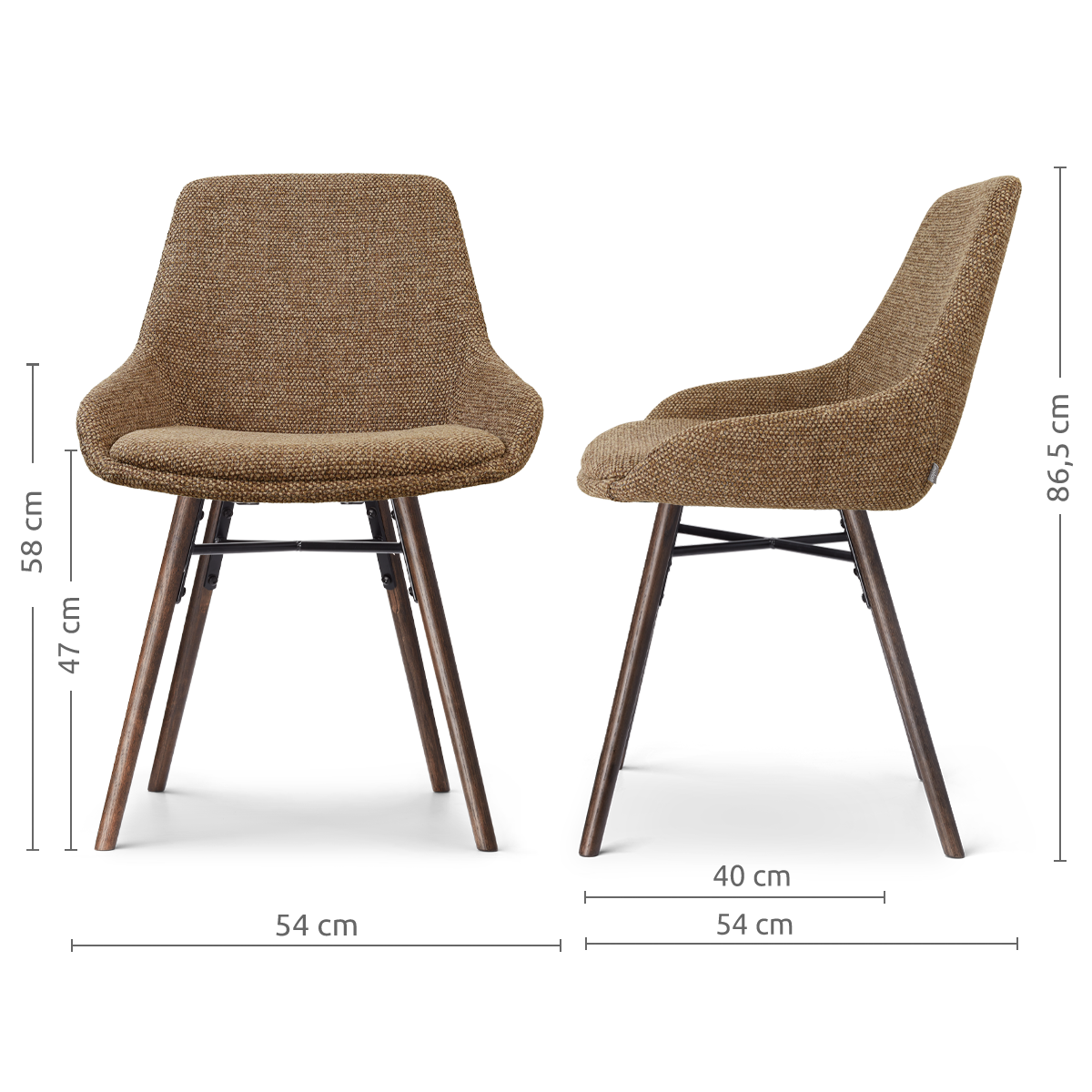 Nena-Isa eetkamerstoel bruin blend - walnoot houten onderstel
