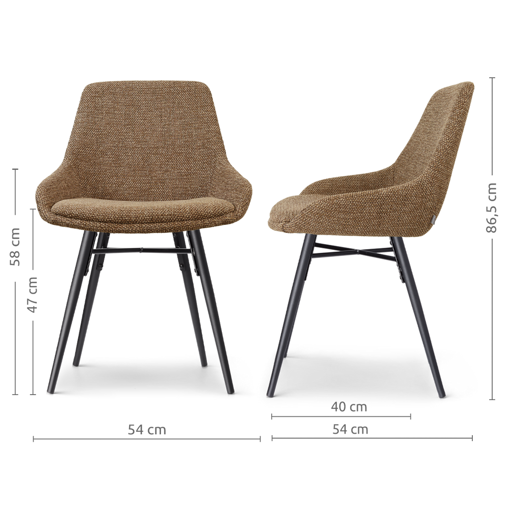 Nena-Isa eetkamerstoel bruin blend - zwart houten onderstel