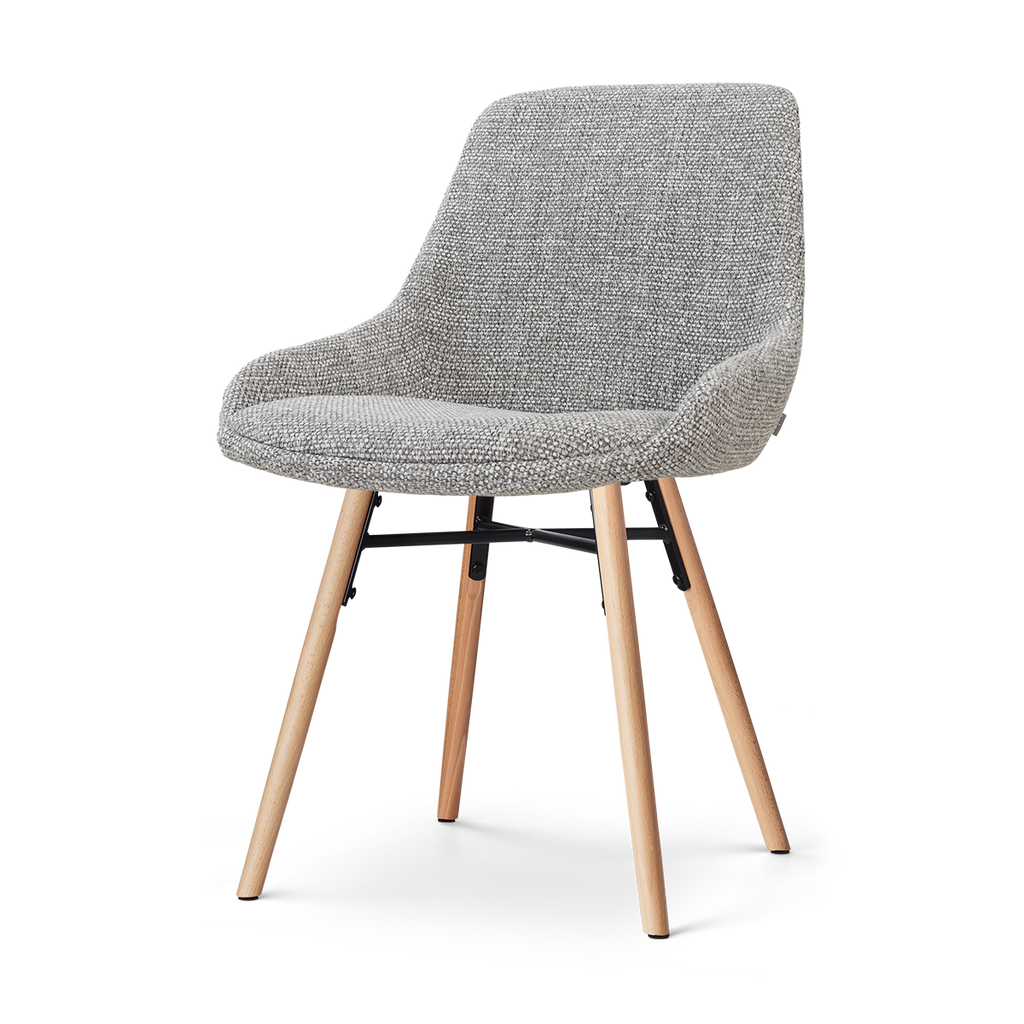 Nena-Isa eetkamerstoel grijs blend - houten onderstel