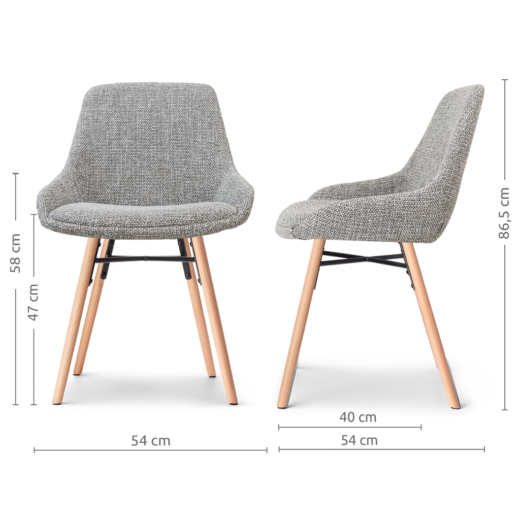 Nena-Isa eetkamerstoel grijs blend - houten onderstel
