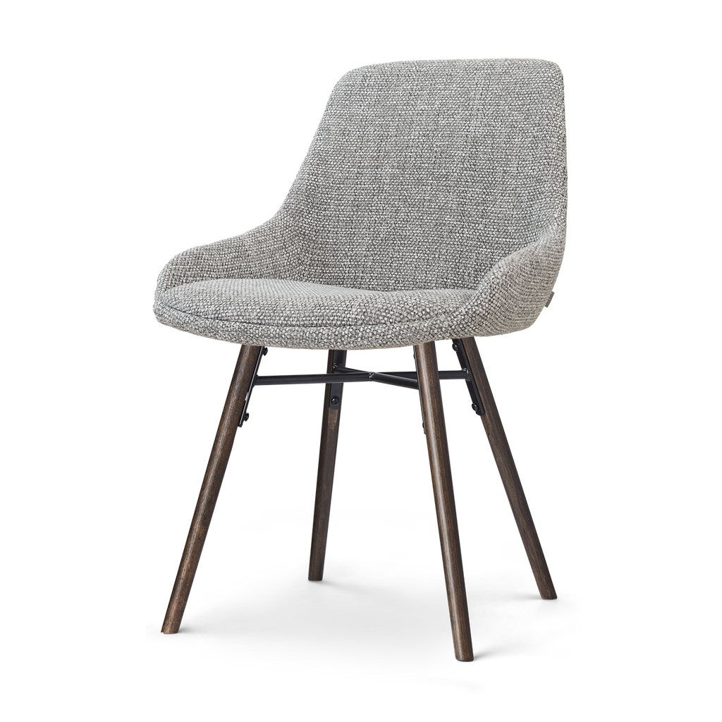 Nena-Isa eetkamerstoel grijs blend - walnoot houten onderstel