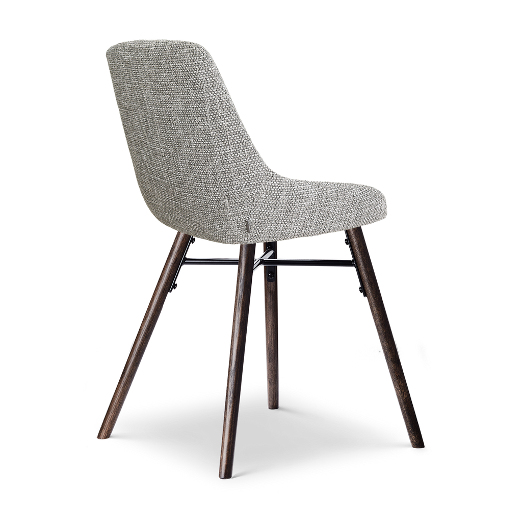 Nena-Isa eetkamerstoel grijs blend - walnoot houten onderstel