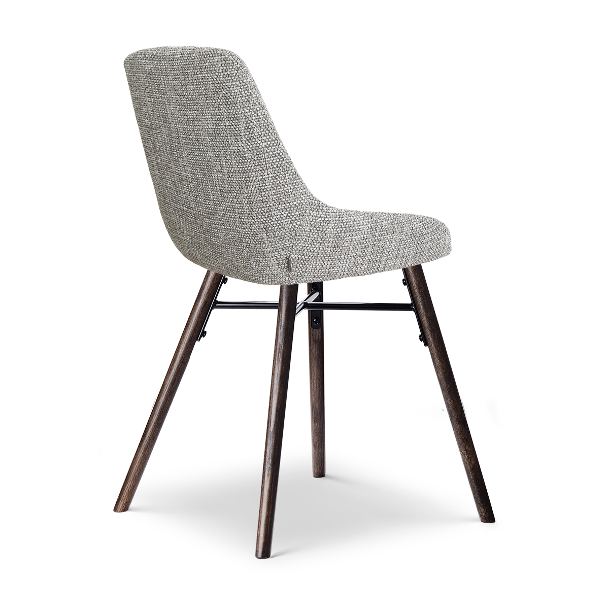Nena-Isa eetkamerstoel grijs blend - walnoot houten onderstel
