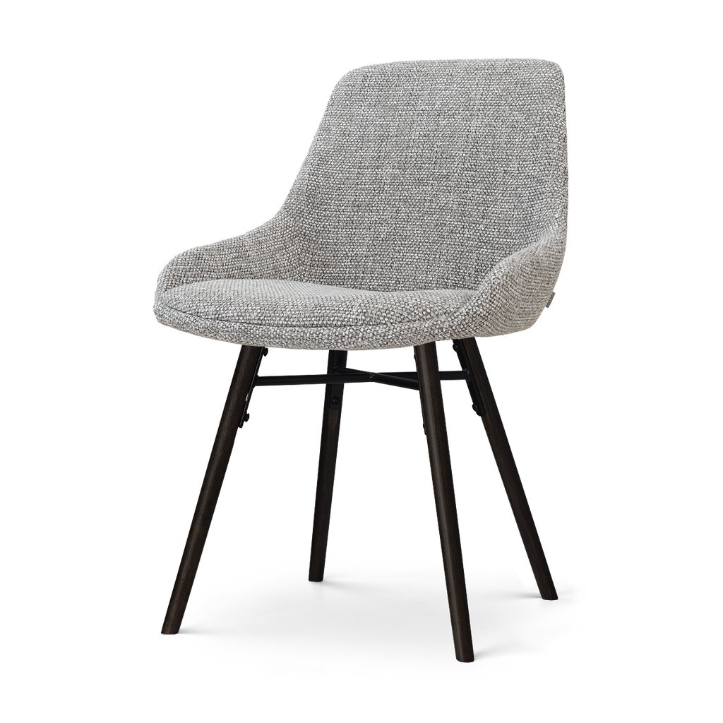 Nena-Isa eetkamerstoel grijs blend - zwart houten onderstel