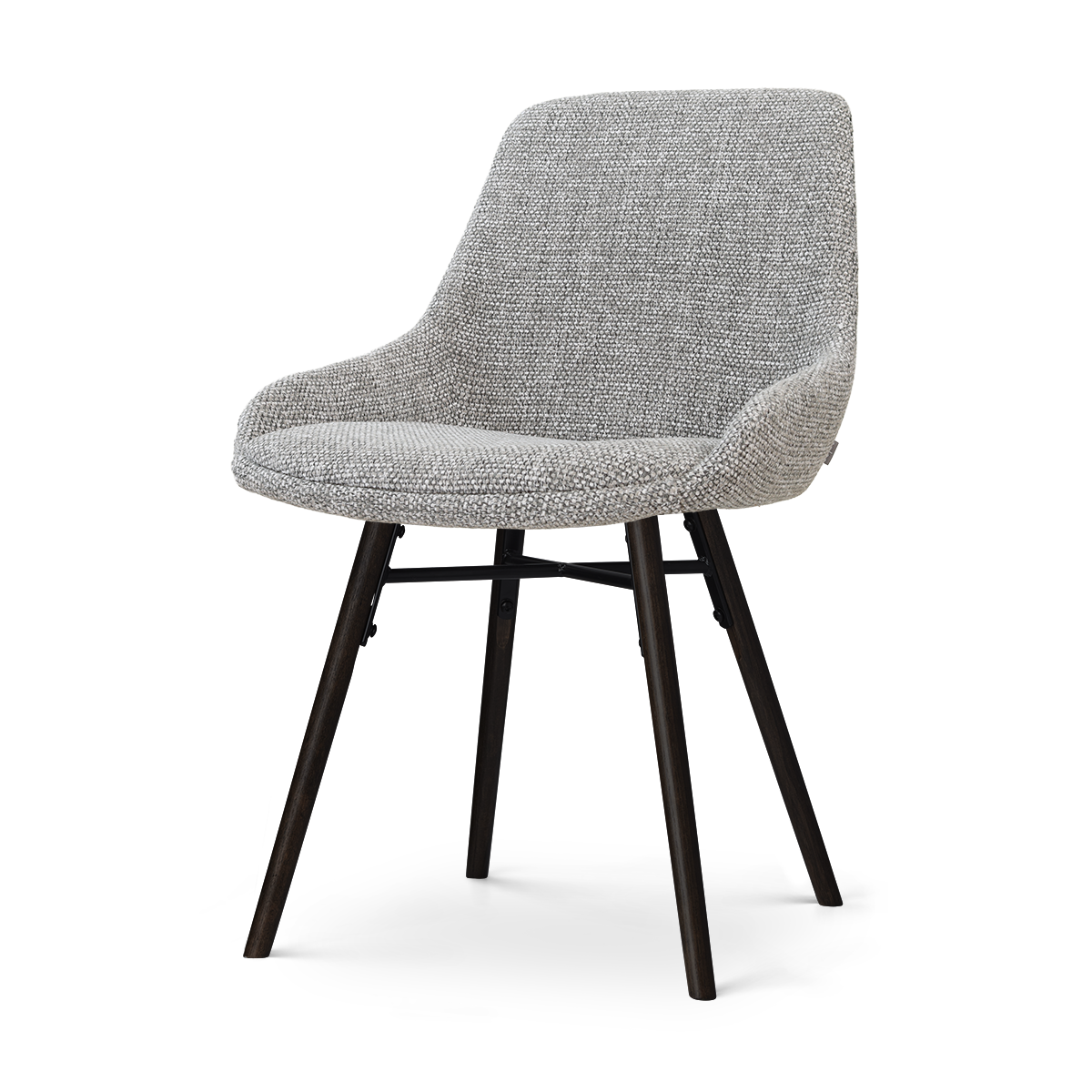 Nena-Isa eetkamerstoel grijs blend - zwart houten onderstel