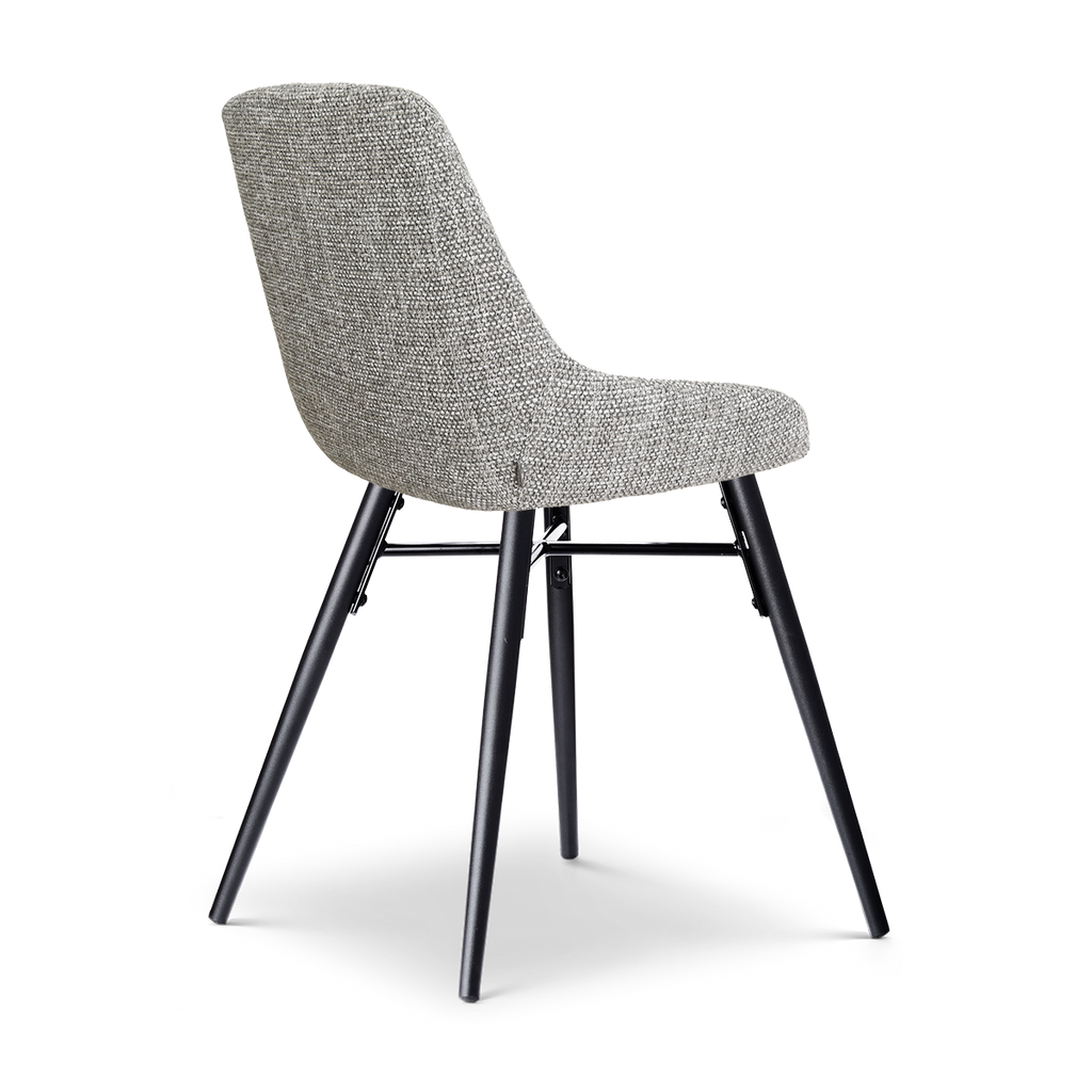 Nena-Isa eetkamerstoel grijs blend - zwart houten onderstel
