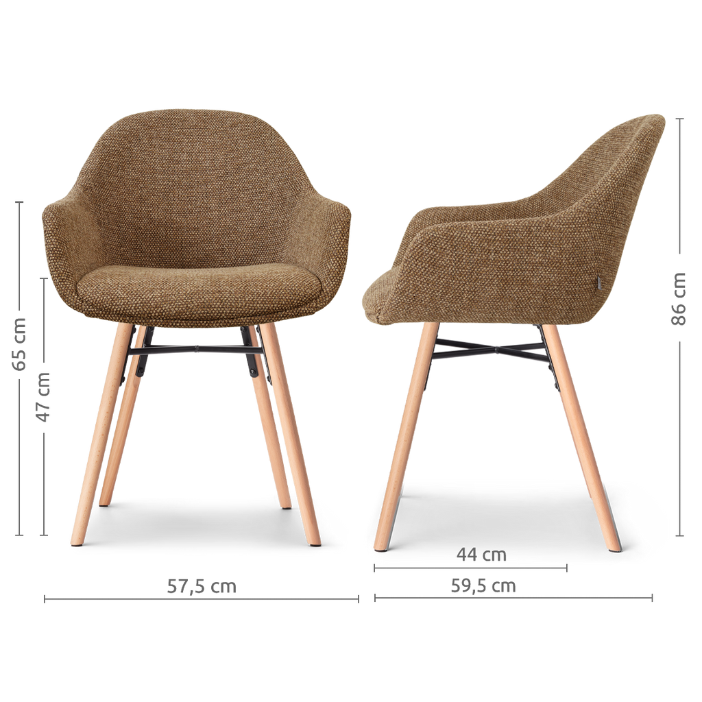 Nena-Mae eetkamerstoel bruin blend - houten onderstel