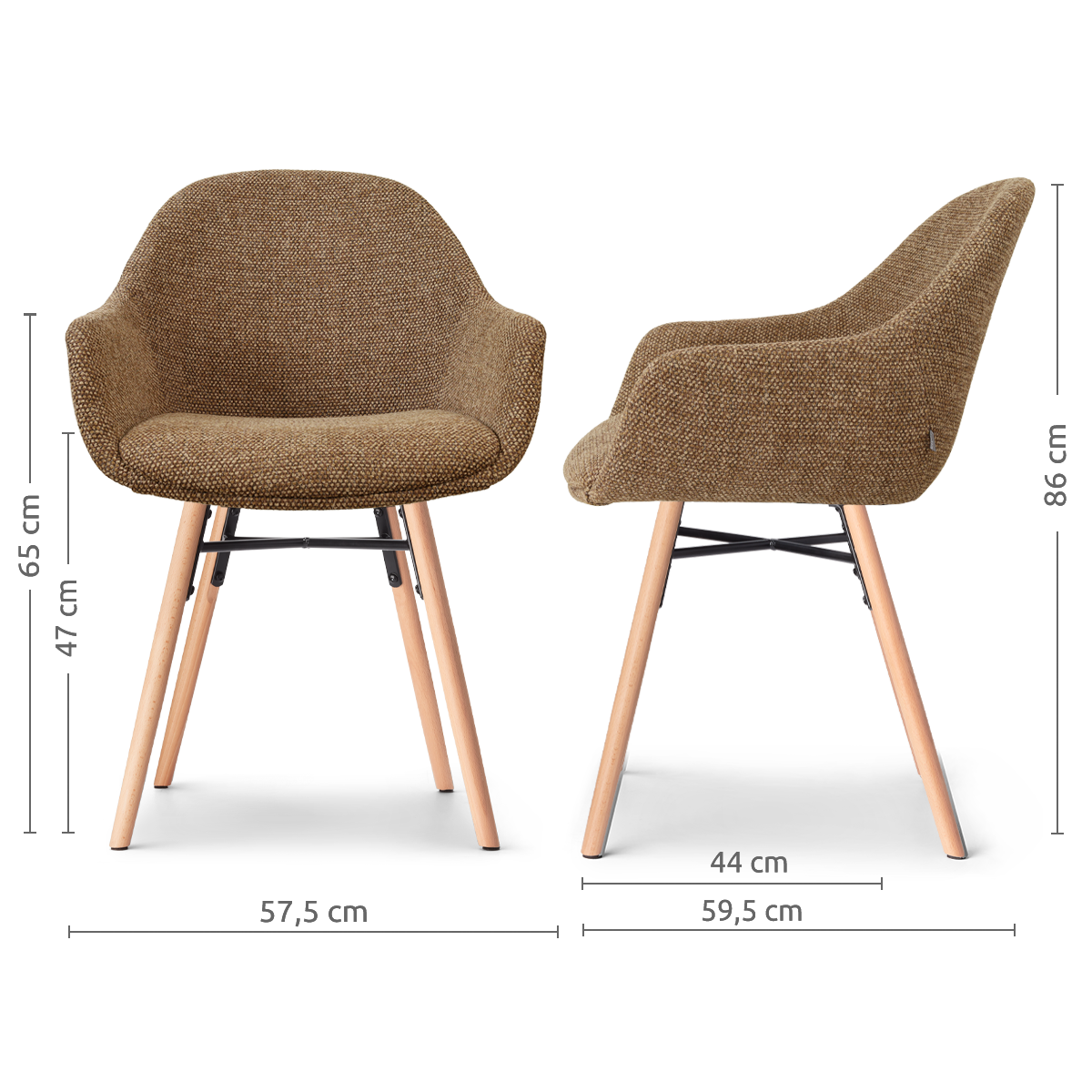 Nena-Mae eetkamerstoel bruin blend - houten onderstel