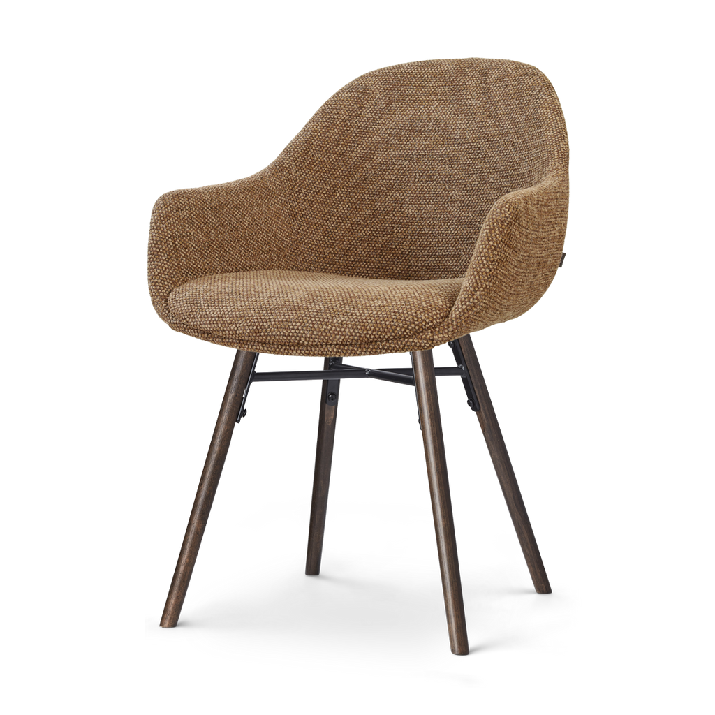 Nena-Mae eetkamerstoel bruin blend - walnoot houten onderstel