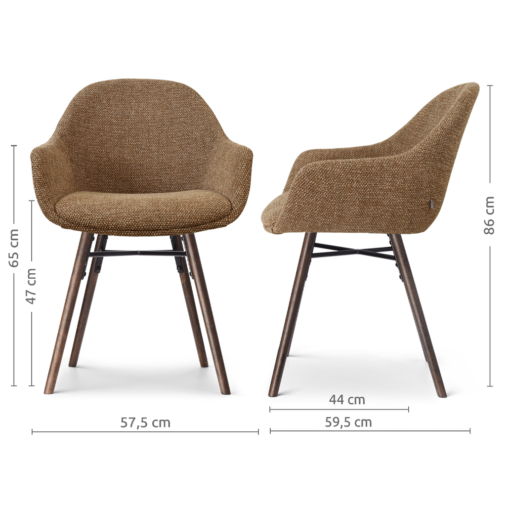 Nena-Mae eetkamerstoel bruin blend - walnoot houten onderstel