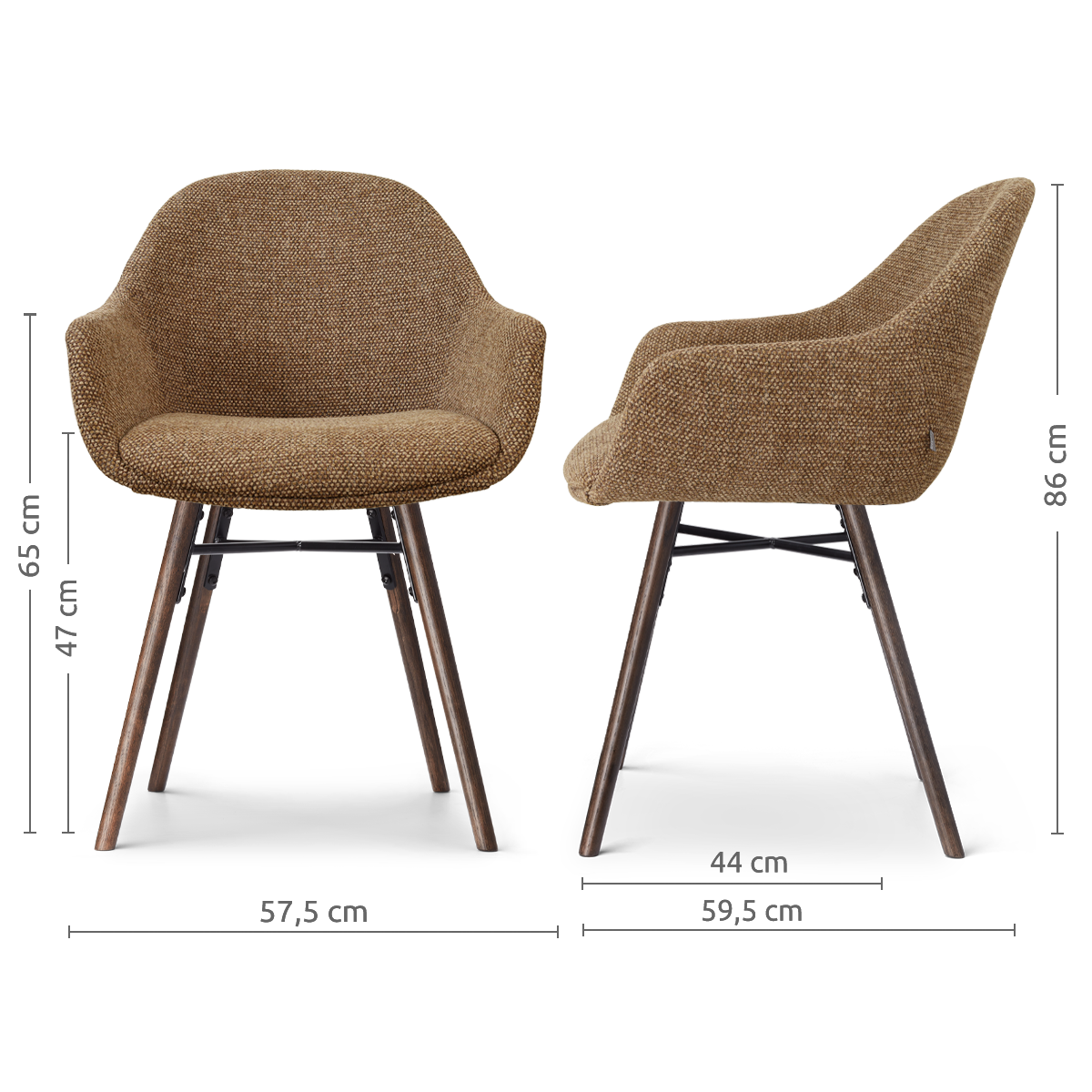 Nena-Mae eetkamerstoel bruin blend - walnoot houten onderstel
