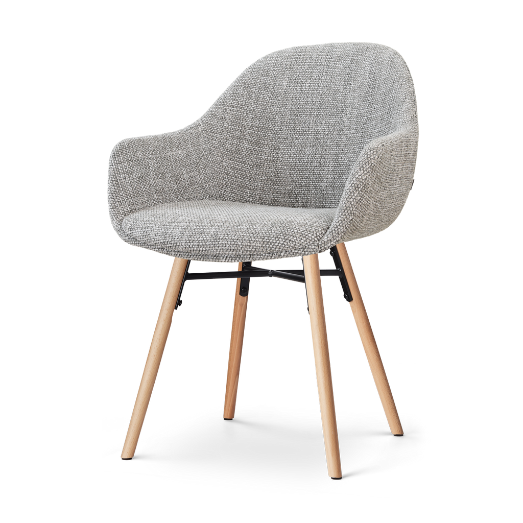 Nena-Mae eetkamerstoel grijs blend - houten onderstel