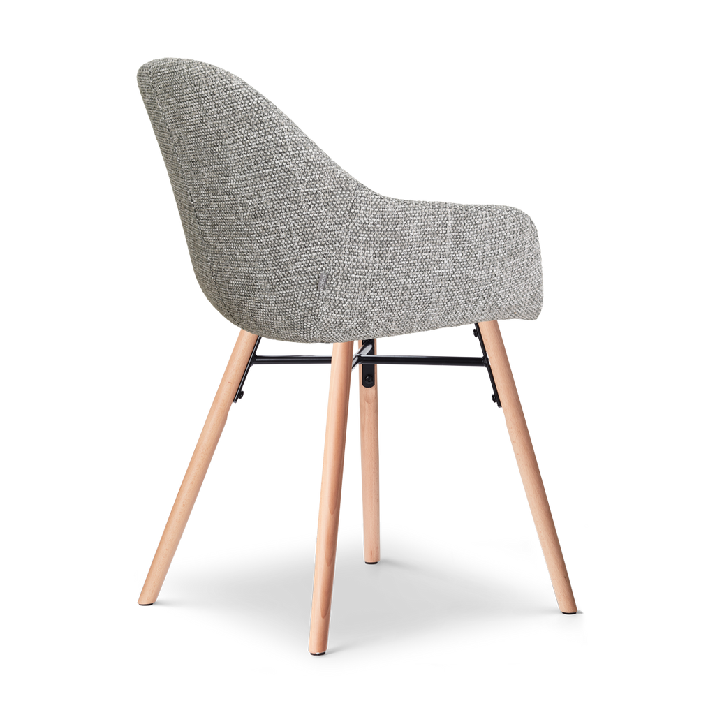 Nena-Mae eetkamerstoel grijs blend - houten onderstel