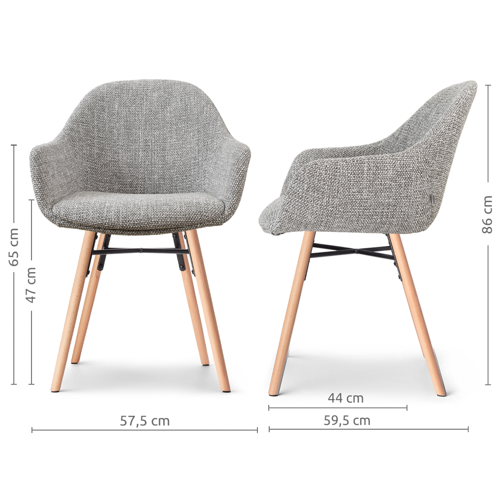 Nena-Mae eetkamerstoel grijs blend - houten onderstel