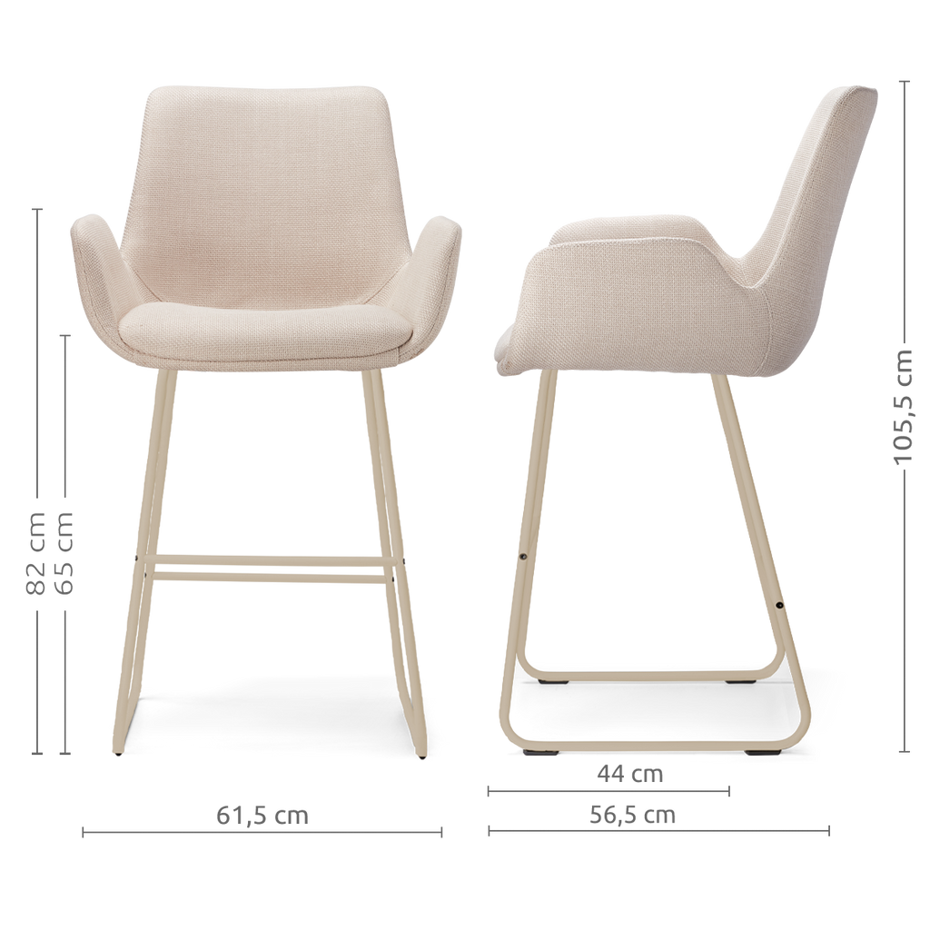 Nino-Eef barkruk beige - beige onderstel - 65 cm