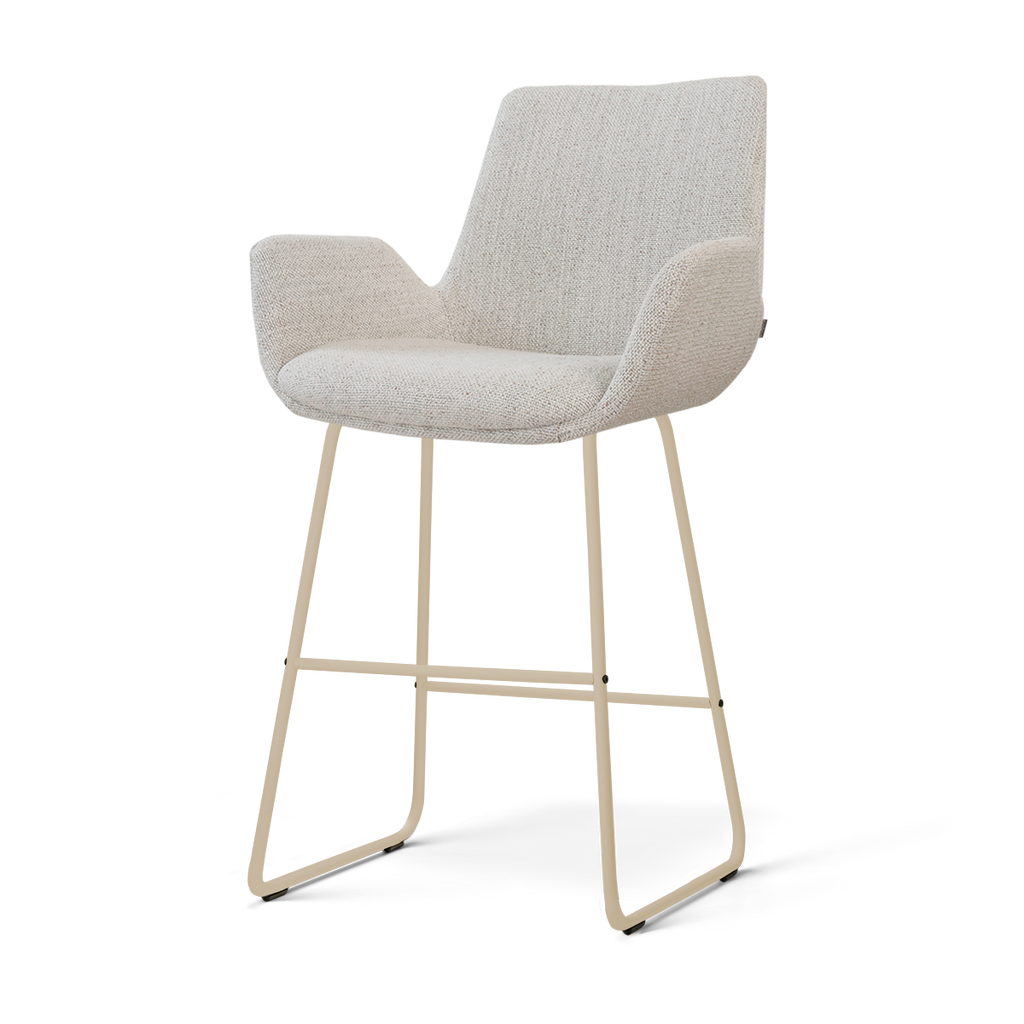 Nino-Eef barkruk beige gemêleerd - beige onderstel - 65 cm