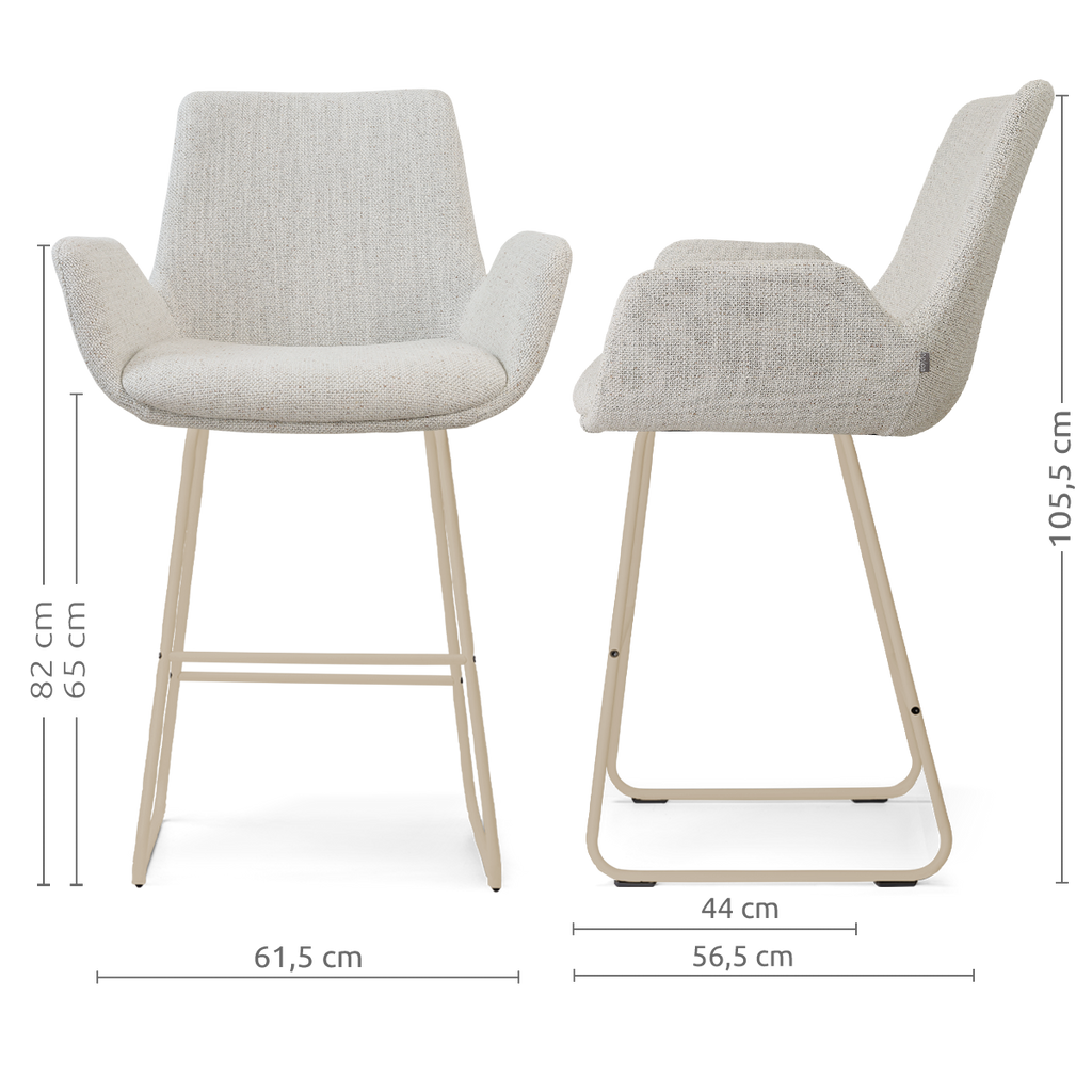 Nino-Eef barkruk beige gemêleerd - beige onderstel - 65 cm