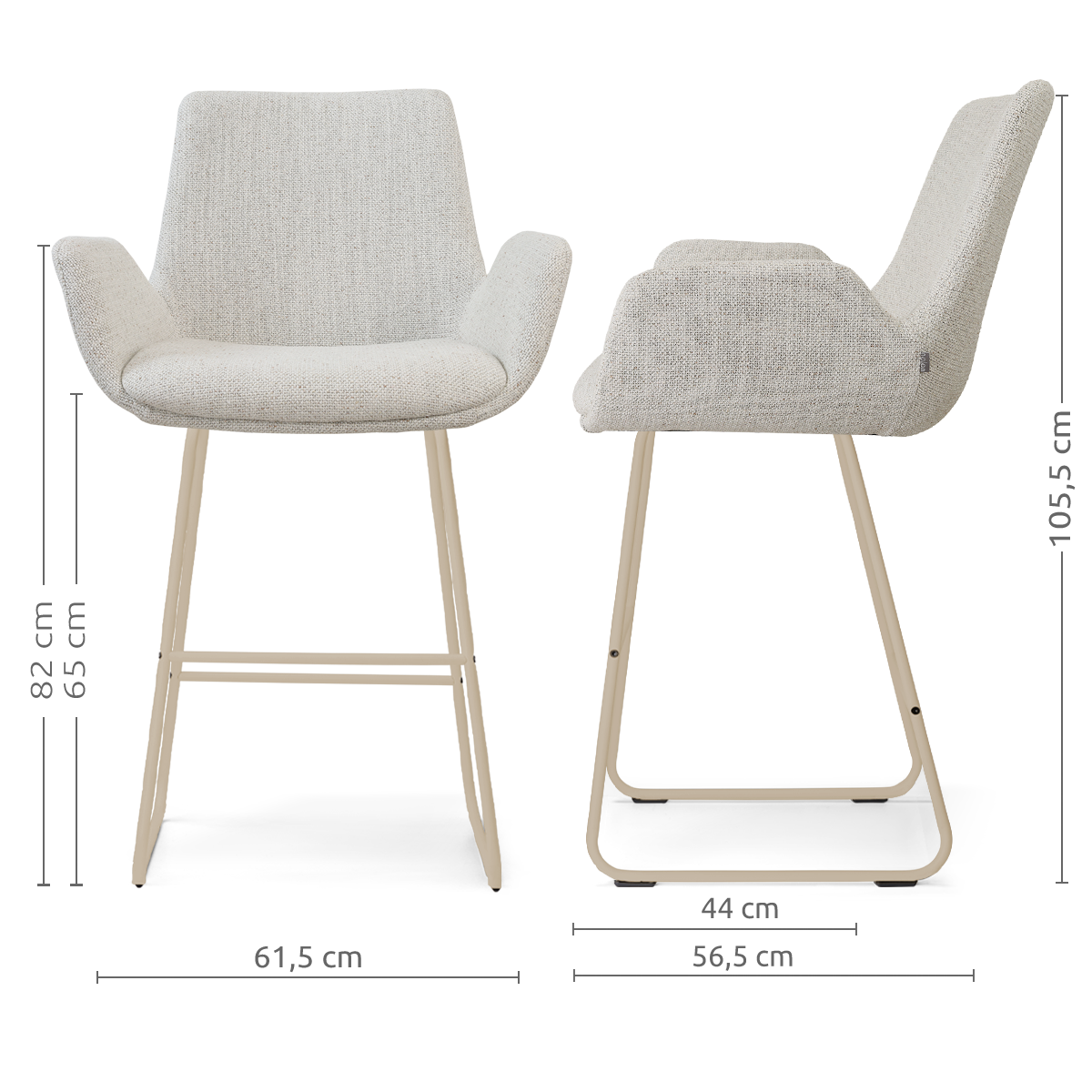 Nino-Eef barkruk beige gemêleerd - beige onderstel - 65 cm