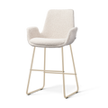 Nino-Eef barkruk bouclé beige - beige onderstel - 65 cm