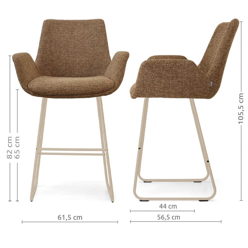 Nino-Eef barkruk bruin blend - beige onderstel - 65 cm