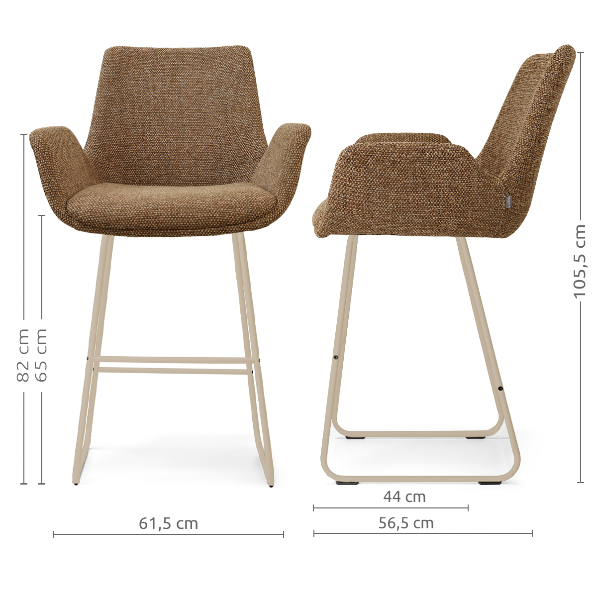 Nino-Eef barkruk bruin blend - beige onderstel - 65 cm