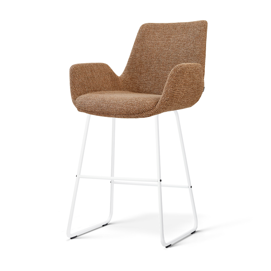 Nino-Eef barkruk bruin blend - wit onderstel - 65 cm