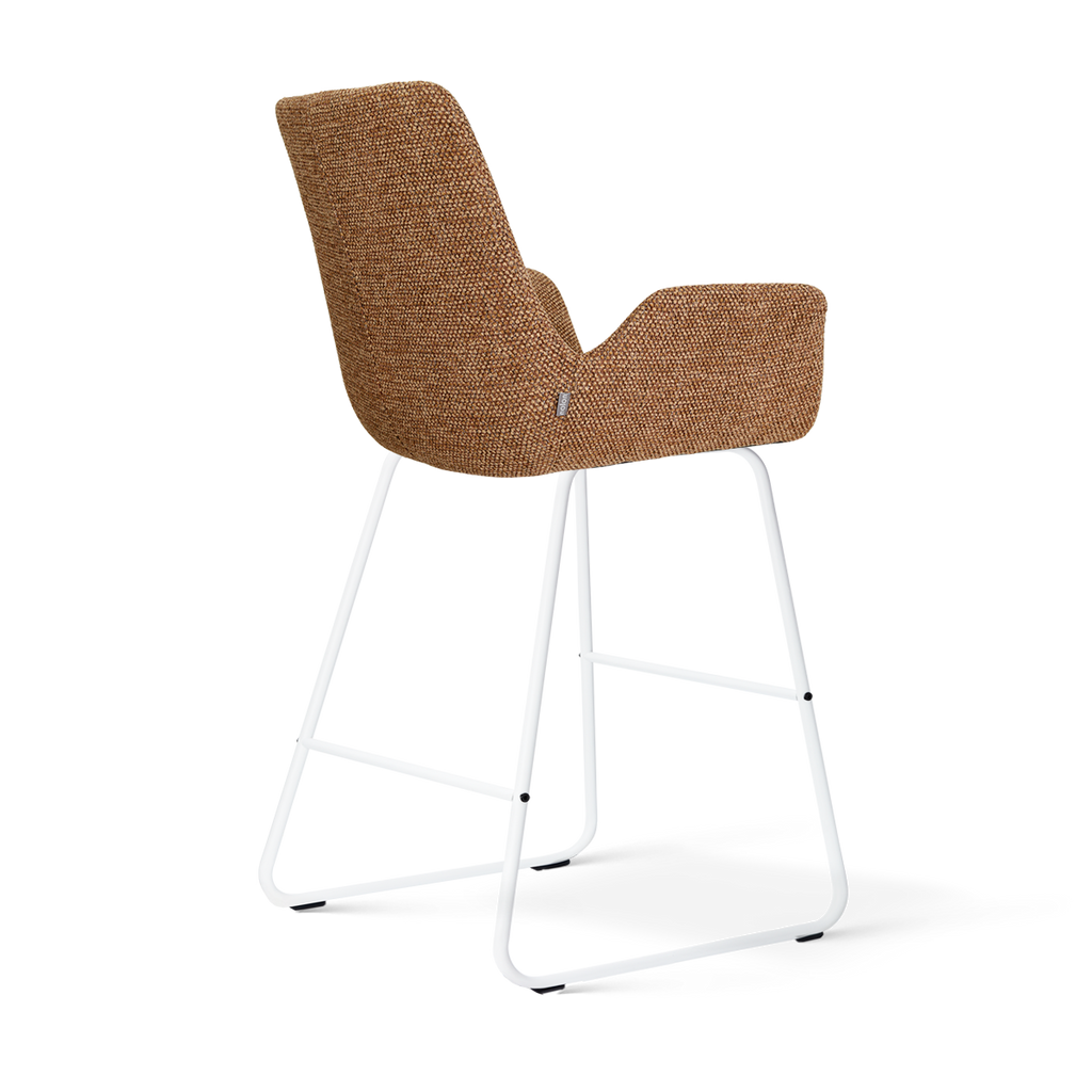 Nino-Eef barkruk bruin blend - wit onderstel - 65 cm