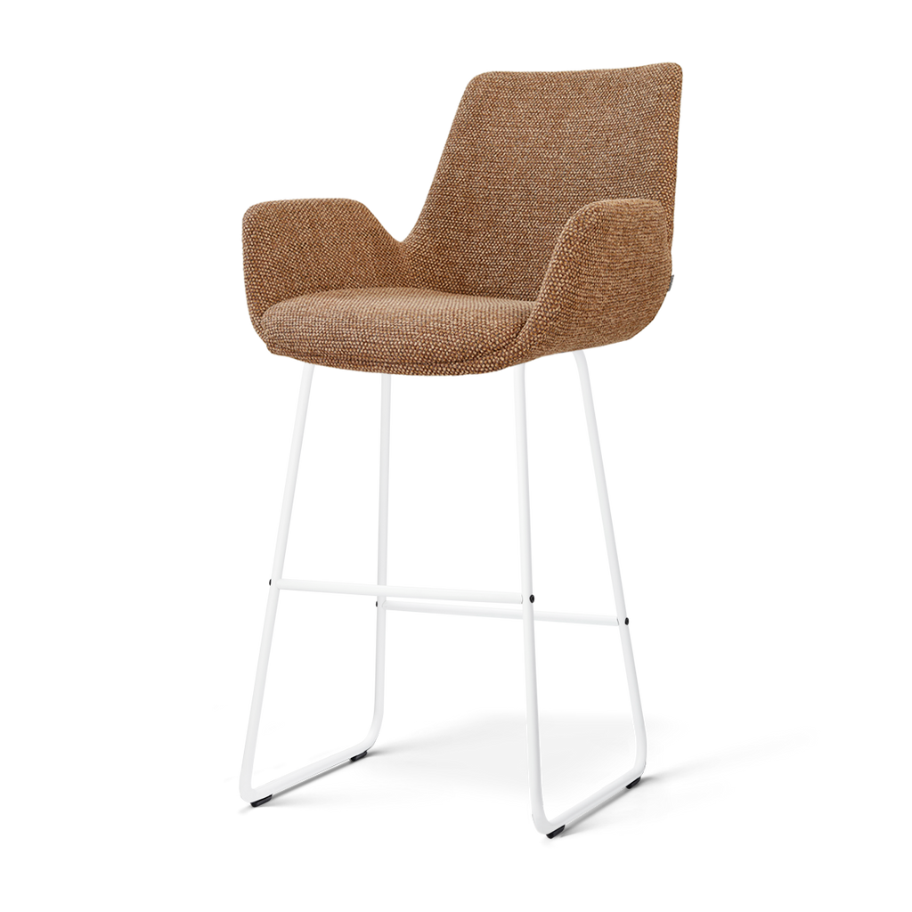 Nino-Eef barkruk bruin blend - wit onderstel - 75 cm