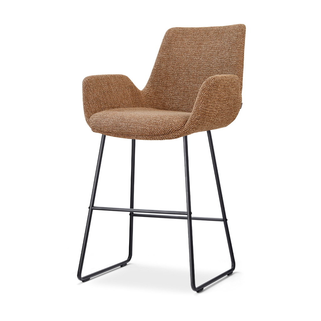 Nino-Eef barkruk bruin blend - zwart onderstel - 65 cm