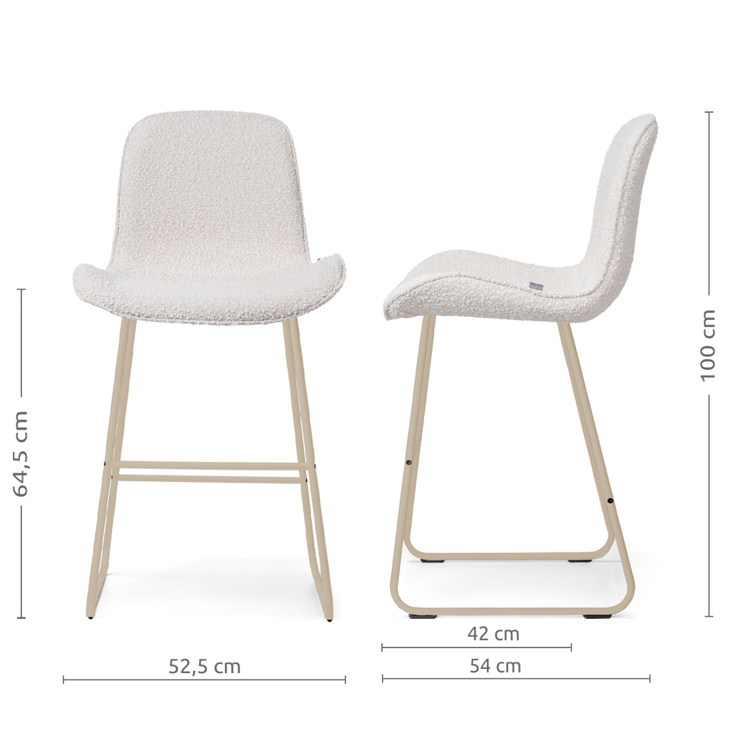 Nino-Fé barkruk bouclé beige - beige onderstel - 65 cm