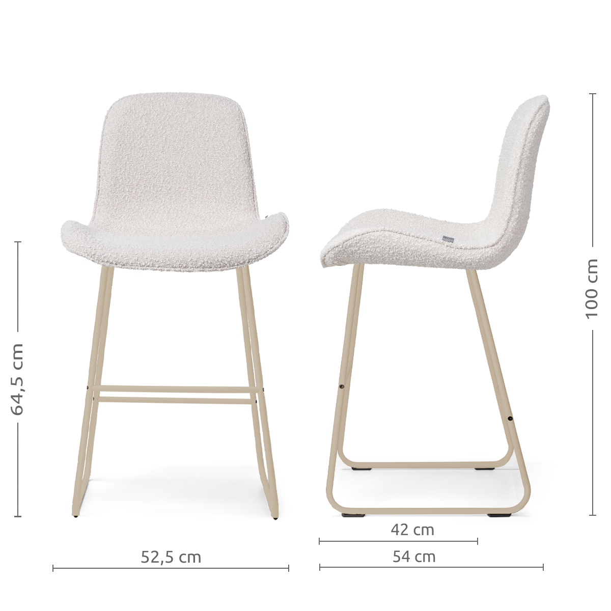 Nino-Fé barkruk bouclé beige - beige onderstel - 65 cm