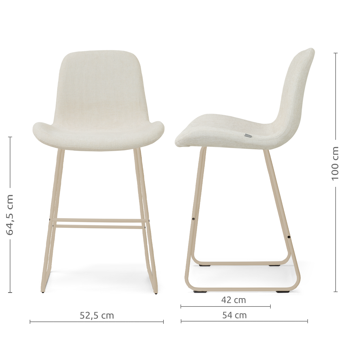Nino-Fé barkruk cottonbeige - beige onderstel - 65 cm