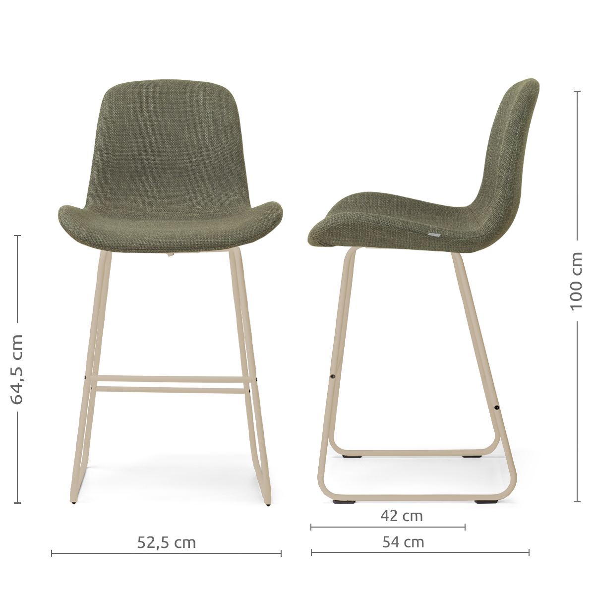 Nino-Fé barkruk forestgroen - beige onderstel - 65 cm