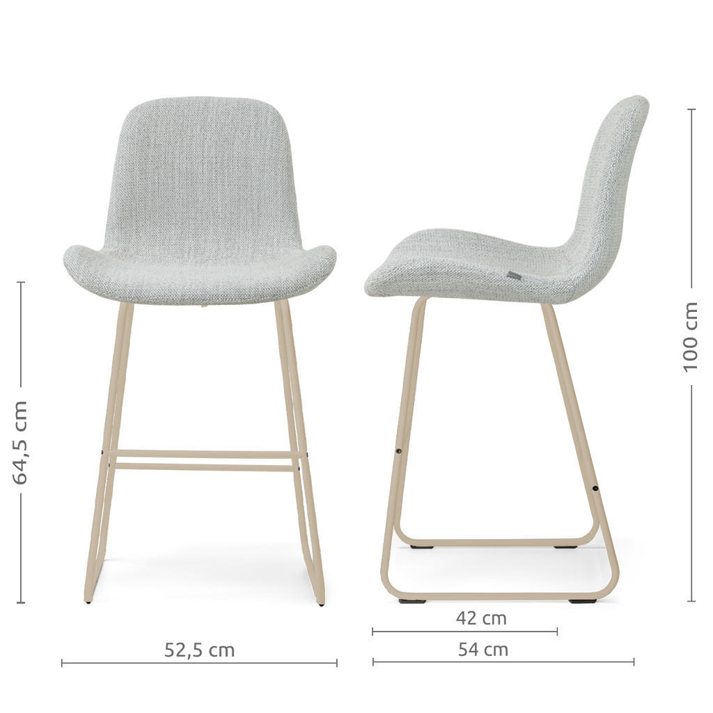 Nino-Fé barkruk grijs melange - beige onderstel - 65 cm