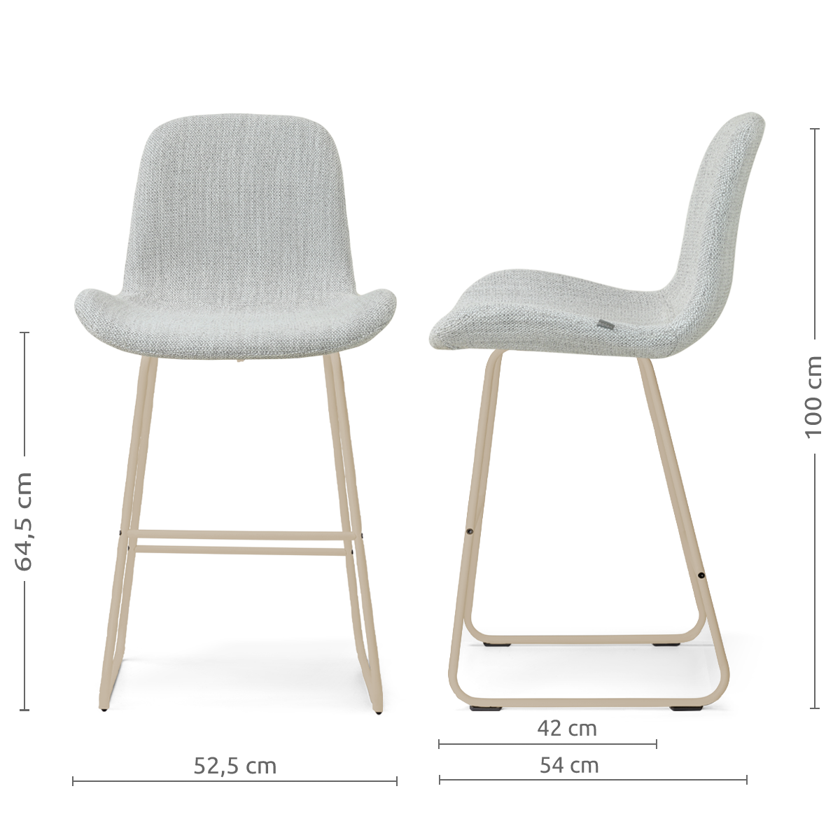 Nino-Fé barkruk grijs melange - beige onderstel - 65 cm